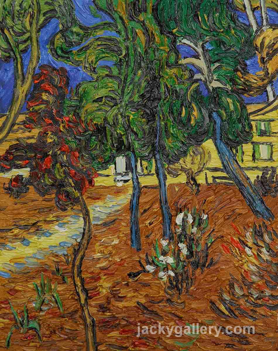 Trees in the Garden of St. Paul Hospital, Van Gogh painting